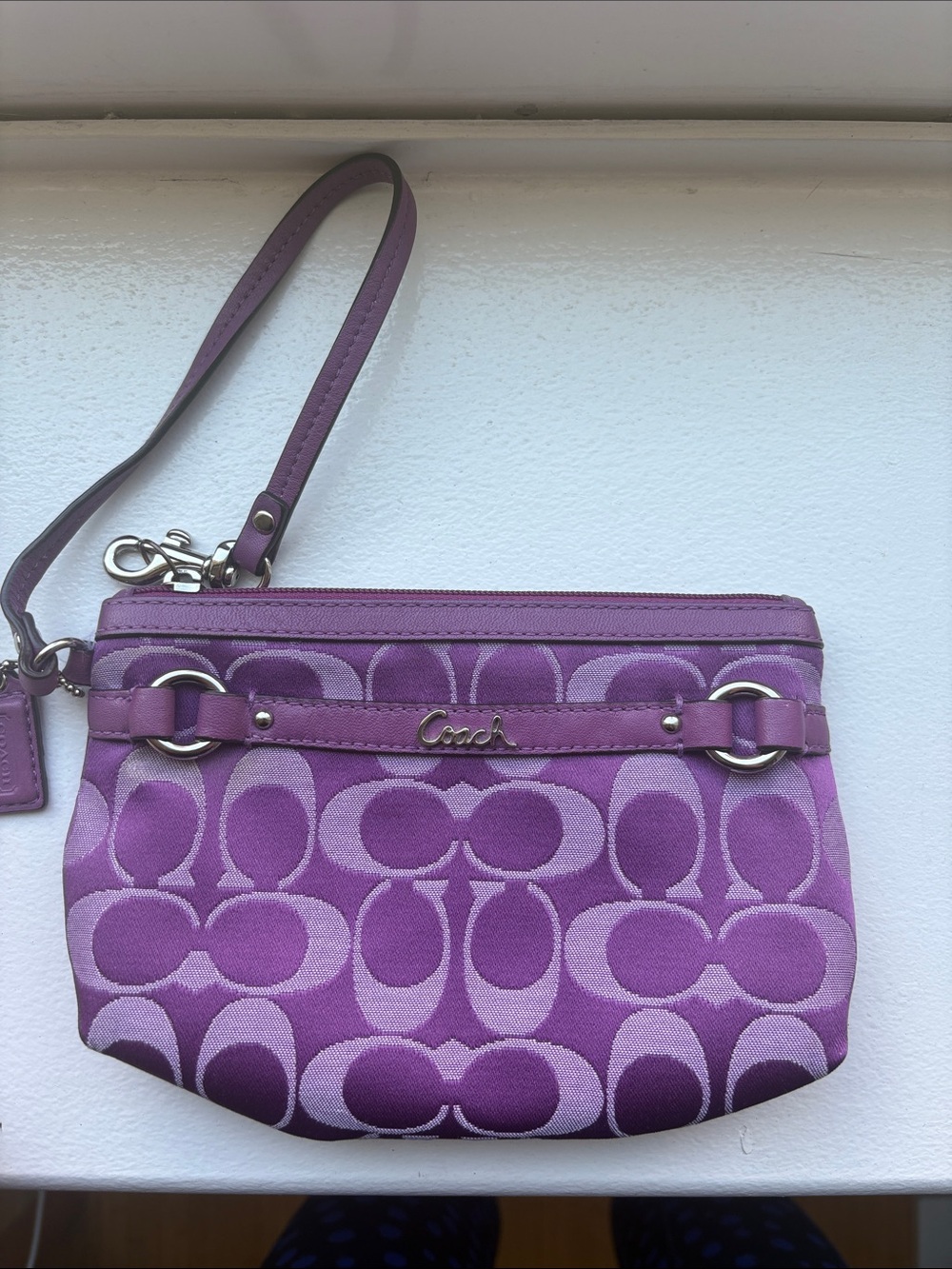 Coach Purple Signature Canvas Wristlet